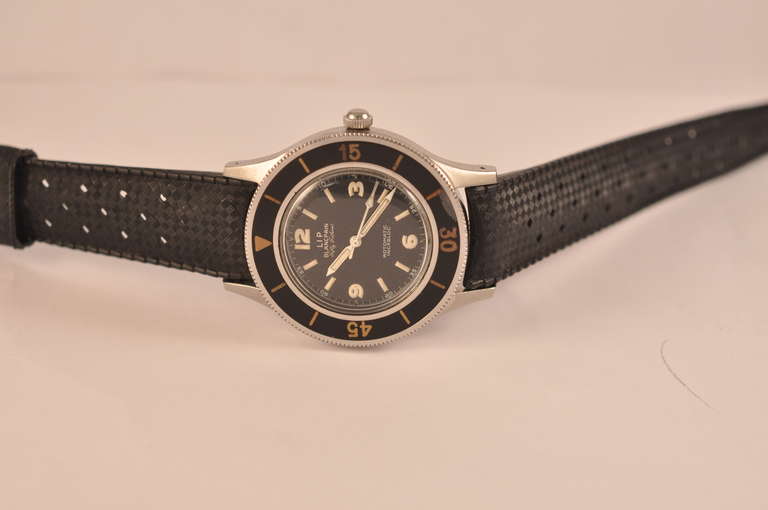 Men's Blancpain Lip Stainless Steel Fifty Fathoms Diver's Wristwatch circa 1950s