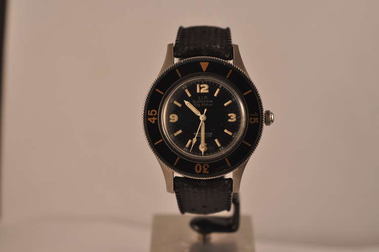 Blancpain Lip stainless steel self-winding Fifty Fathoms diver's wristwatch, circa 1950s.