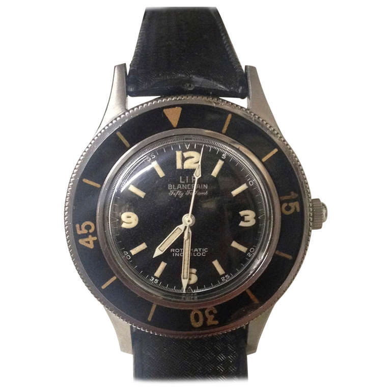 Blancpain Lip Stainless Steel Fifty Fathoms Diver's Wristwatch circa 1950s