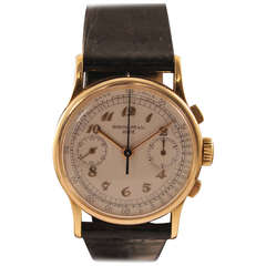 Vintage Patek Philippe Yellow Gold Chronograph Wristwatch Ref 130 circa 1945