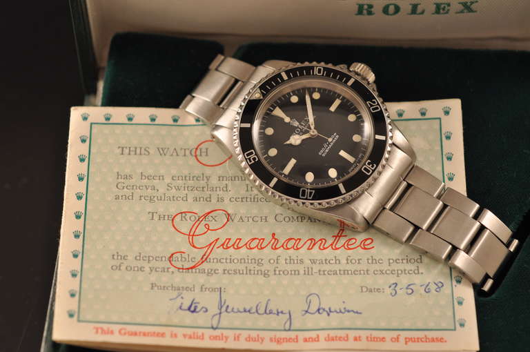 Rolex Stainless Steel Submariner Wristwatch Ref 5513 circa 1968