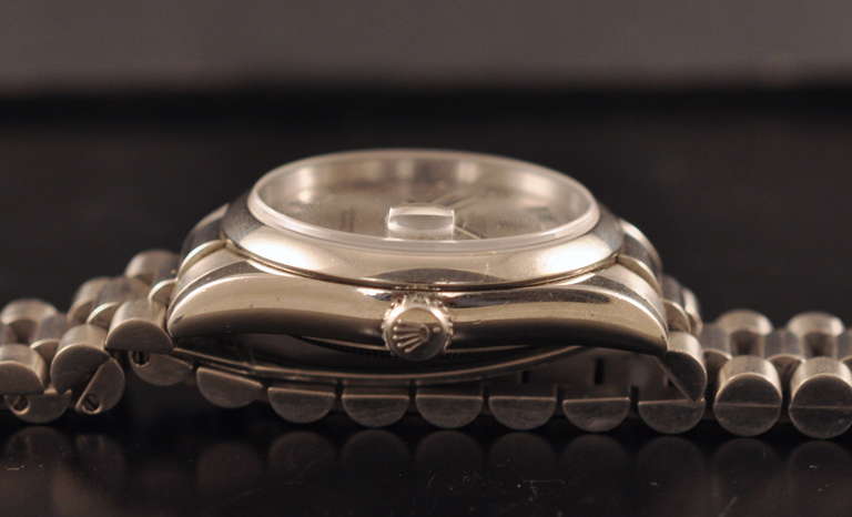 Rolex platinum Day-Date self-winding wristwatch with silvered dial, circa 2005.