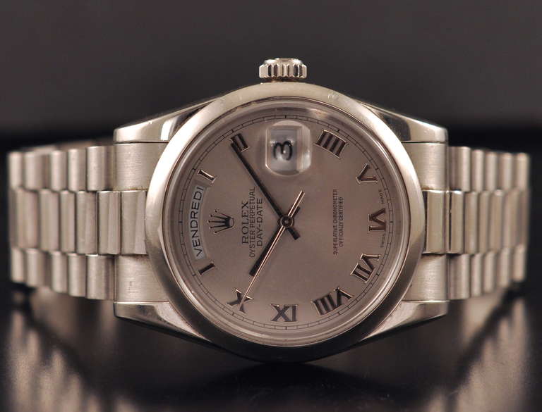 Rolex Platinum Day-Date Wristwatch Ref 118206 circa 2005 In Excellent Condition For Sale In Paris, FR