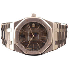Audemars Piguet Stainless Steel Jumbo Royal Oak Wristwatch with Chocolate Dial