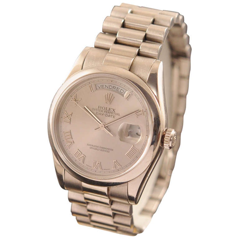 Rolex Platinum Day-Date Wristwatch Ref 118206 circa 2005 For Sale