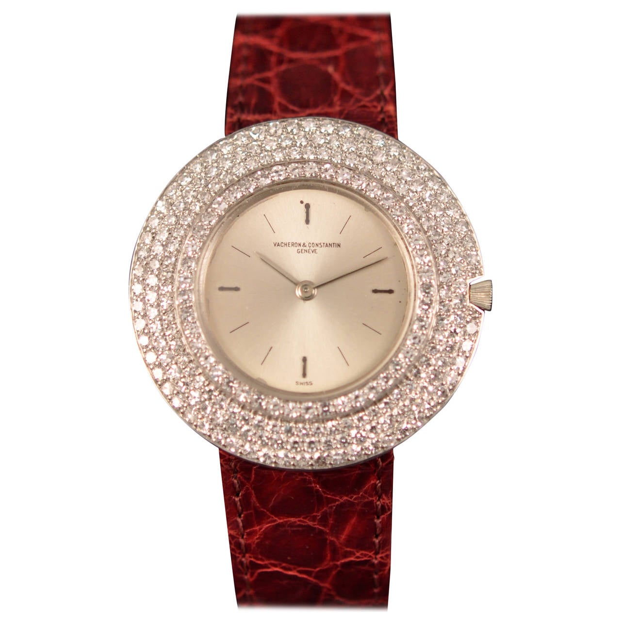 Vacheron Constantin Lady's Platinum Diamond Wristwatch Ref 6513/7034 For Sale