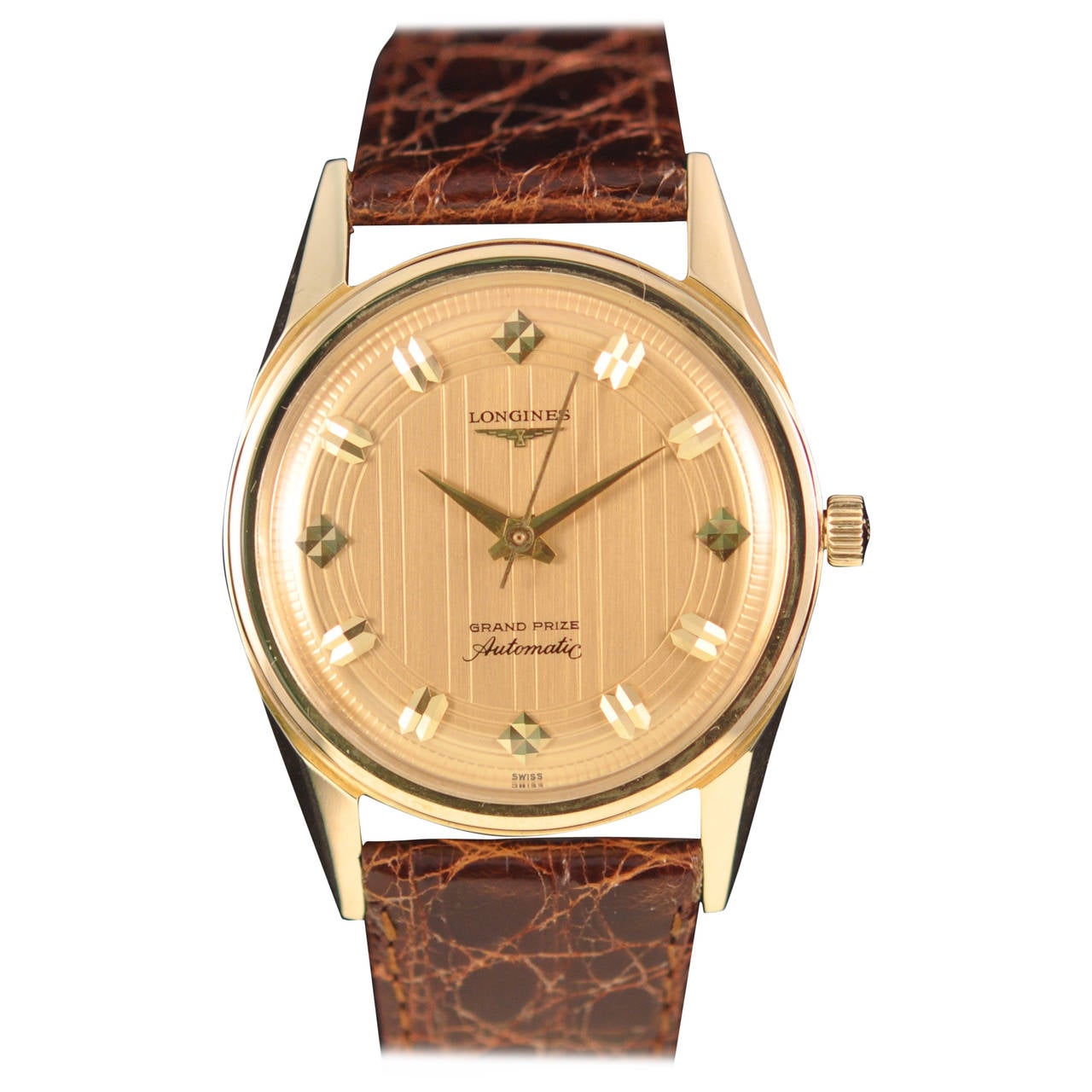 Longines Rose Gold Grand Prize Automatic Wristwatch For Sale