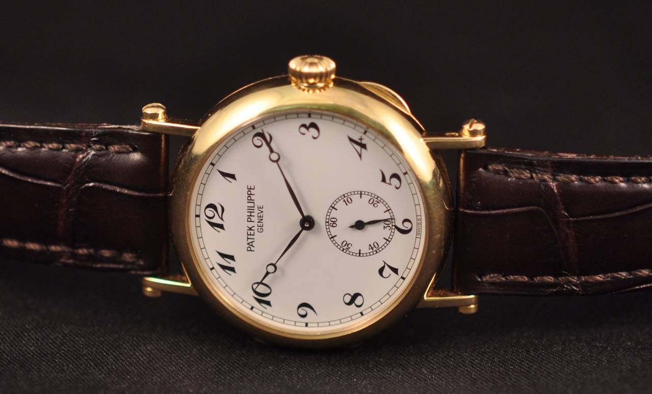 Patek Philippe Yellow Gold Calatrava 150th Anniversary Wristwatch Ref 3960J In Excellent Condition For Sale In Paris, FR