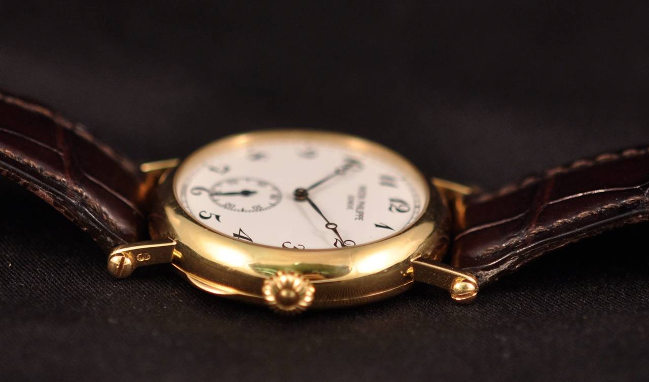 Patek Philippe Yellow Gold Calatrava 150th Anniversary Wristwatch Ref 3960J For Sale 1