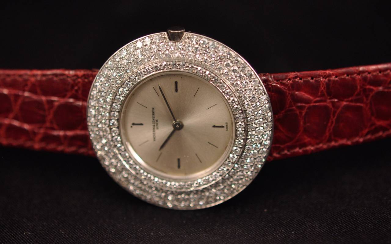 Rare and exceptional platinum manual winding (Cal 1003, Geneva Seal) and diamonds set wristwatch reference 6513/7034 circa 1960