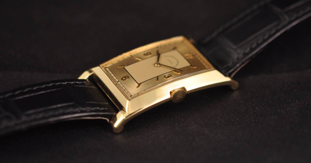 Men's Vacheron Constantin Yellow Gold Rectangle Jumbo Wristwatch For Sale