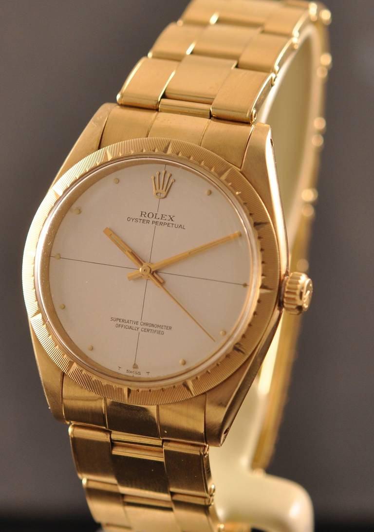 Rolex 14k yellow gold self-winding Zephyr wristwatch with 14k yellow gold bracelet. Accompanied by the original paper and COSC.