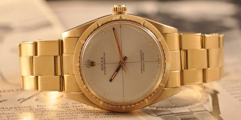 Rolex Yellow Gold Zephyr Wristwatch Ref 1008 circa 1968 In Excellent Condition For Sale In Paris, FR