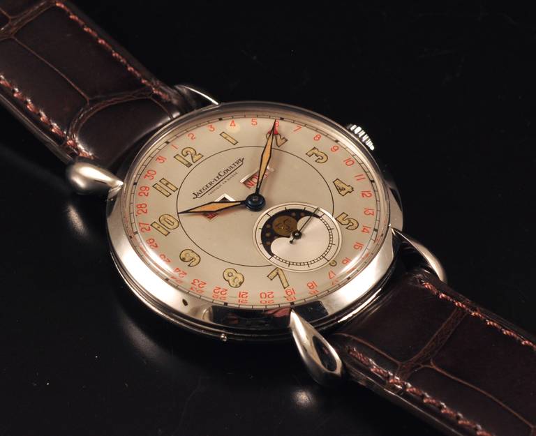 Men's Jaeger-LeCoultre Stainless Steel Triple Calendar Moonphase Watch circa 1950s