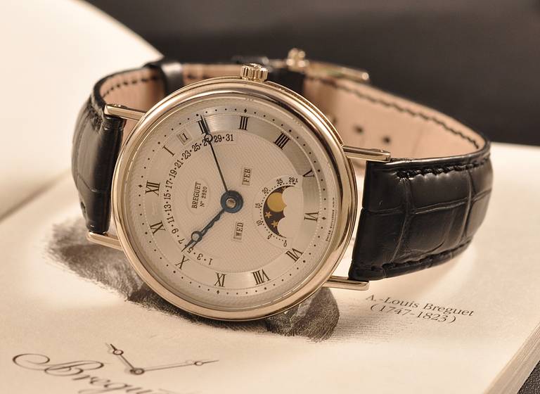 Breguet White Gold Perpetual Calendar Retrograde Wristwatch circa 2004