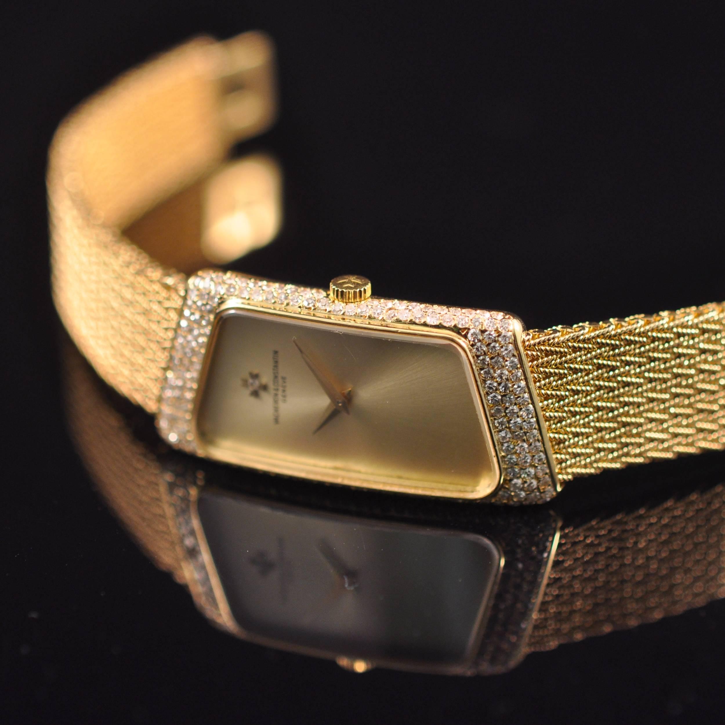 Women's Vacheron Constantin lady's yellow gold diamond Prestige de la France wristwatch For Sale