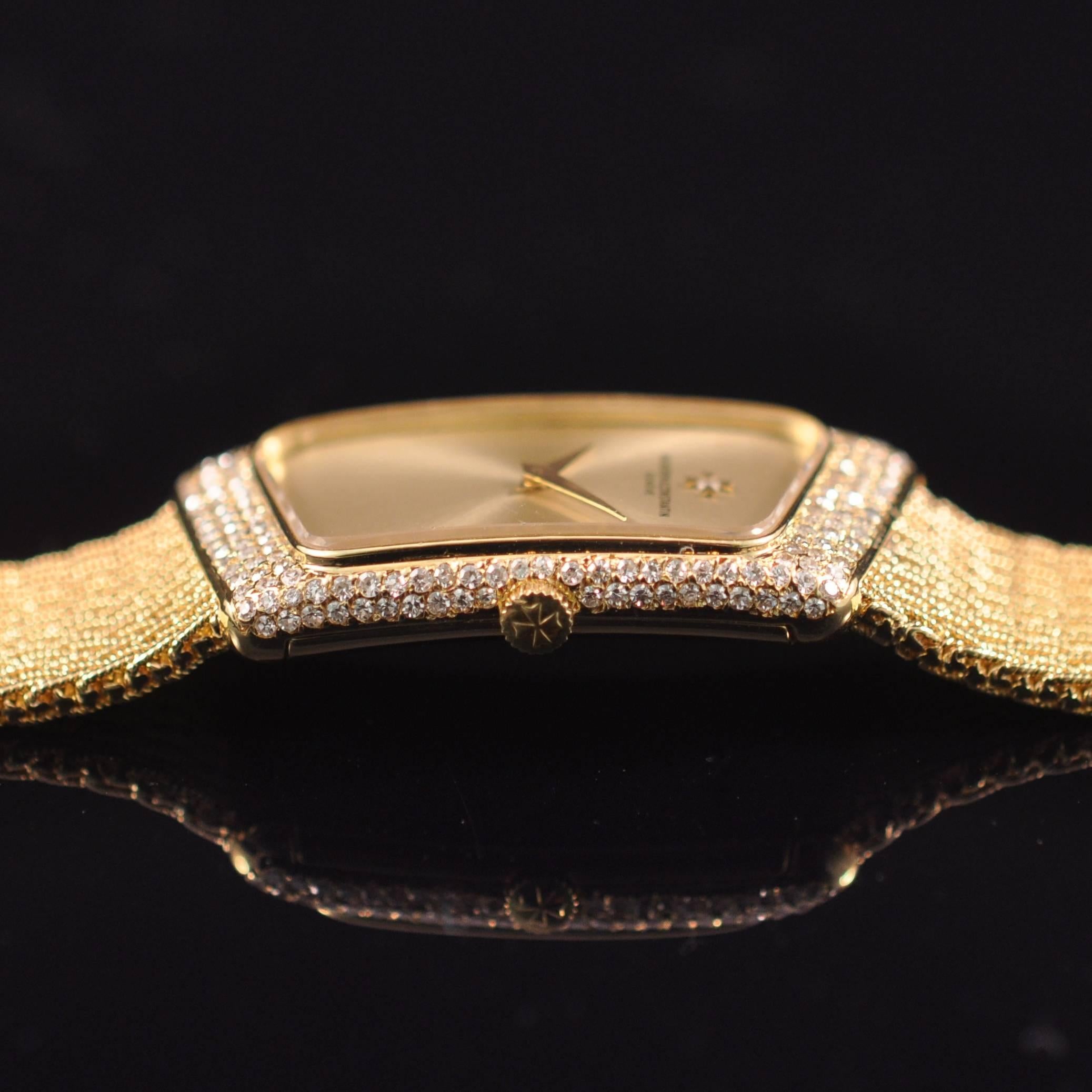 Vacheron Constantin lady's yellow gold diamond Prestige de la France wristwatch For Sale 2