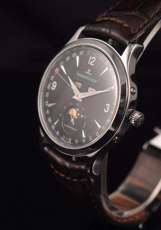 JaegerLecoultre Stainless Steel annual calendar wristwatch For Sale at