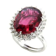 9.76 Carat Natural Red Oval Tourmaline Diamond Gold Ring 8