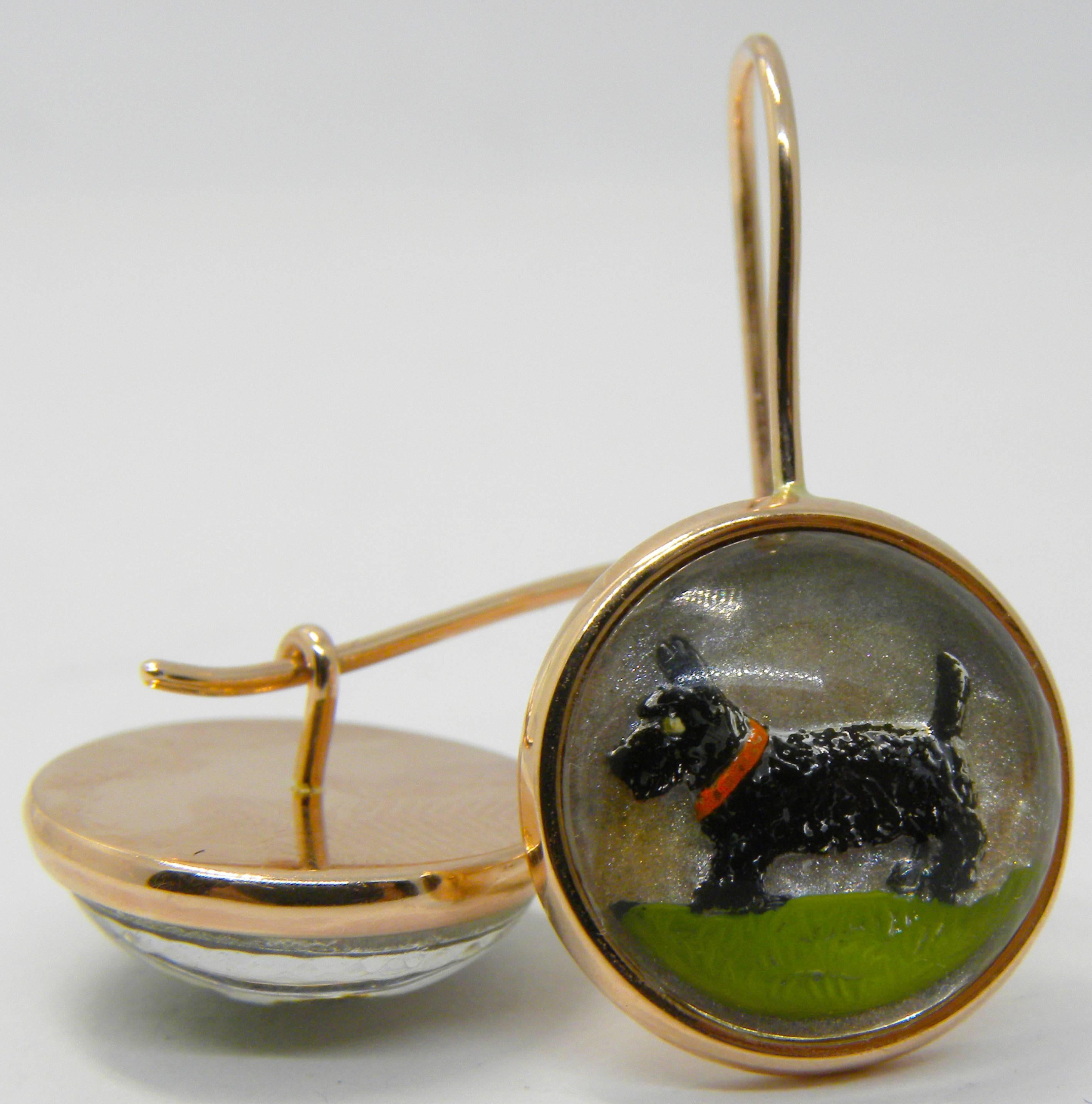 Women's 1950s Essex Glasses West Highland Black Terrier Rose Gold Earrings
