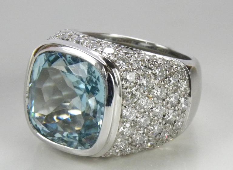 Sumptuous 10.43 Carat Natural Brazilian Aquamarine Antik Cut Diamond