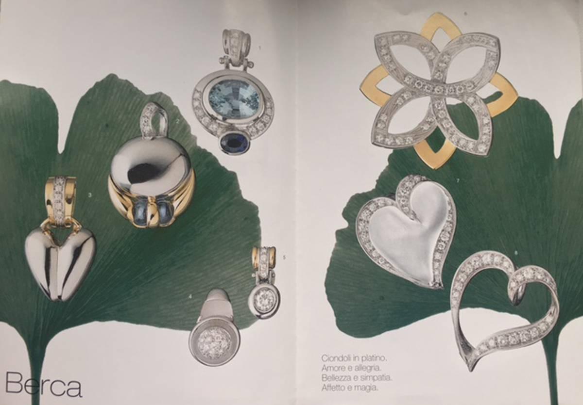 Berca 0.56 Karat White Diamond Hand Inlaid Rock Crystal Platinum Heart Pendant For Sale 7
