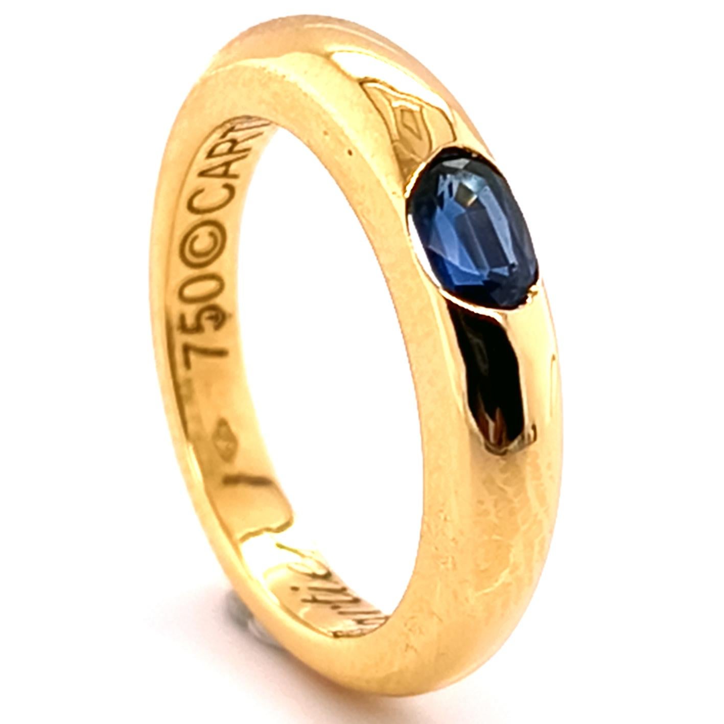 Cartier Original 1992 Oval Königsblauer Saphir 18 Karat Gelbgold Ellipsenring, Original (Moderne) im Angebot