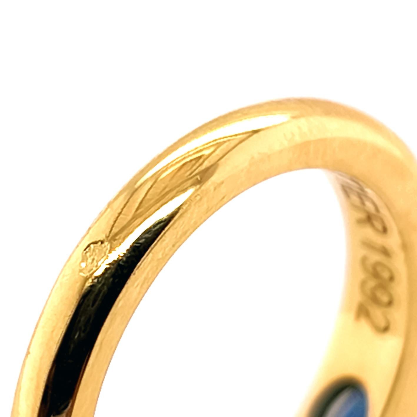 Cartier Original 1992 Oval Königsblauer Saphir 18 Karat Gelbgold Ellipsenring, Original im Zustand „Hervorragend“ im Angebot in Valenza, IT