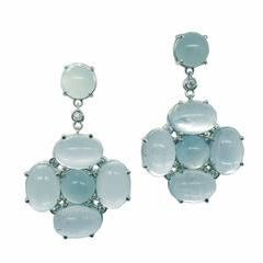57.70 Carat Natural Milk Aquamarine 0.35 Carat White Diamond White Gold Earrings 11