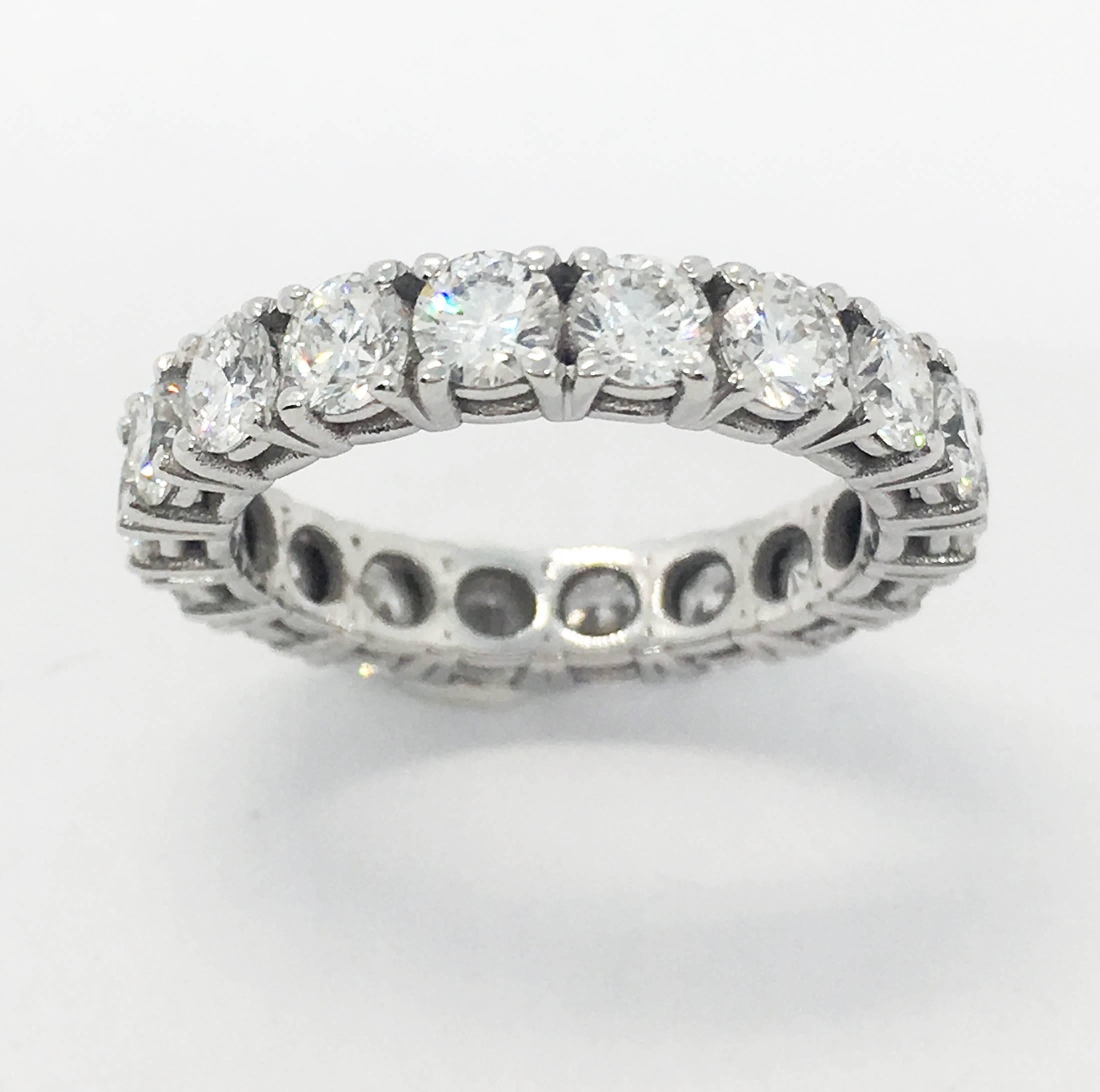 Women's Berca 2.70 Carat Brilliant Cut White Diamond White Gold Eternity Ring Band For Sale