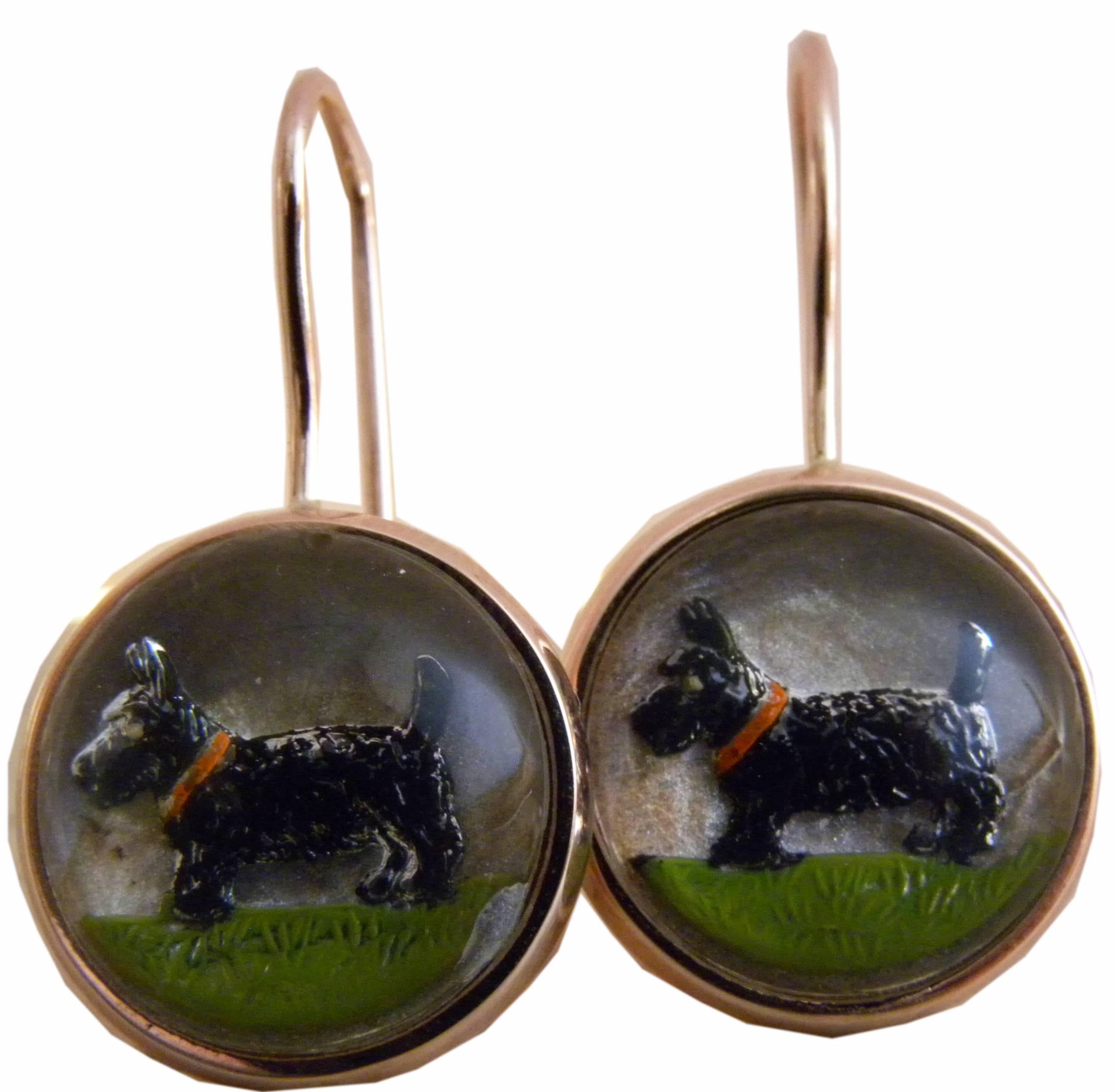 1950s Essex Glasses West Highland Black Terrier Rose Gold Earrings 2