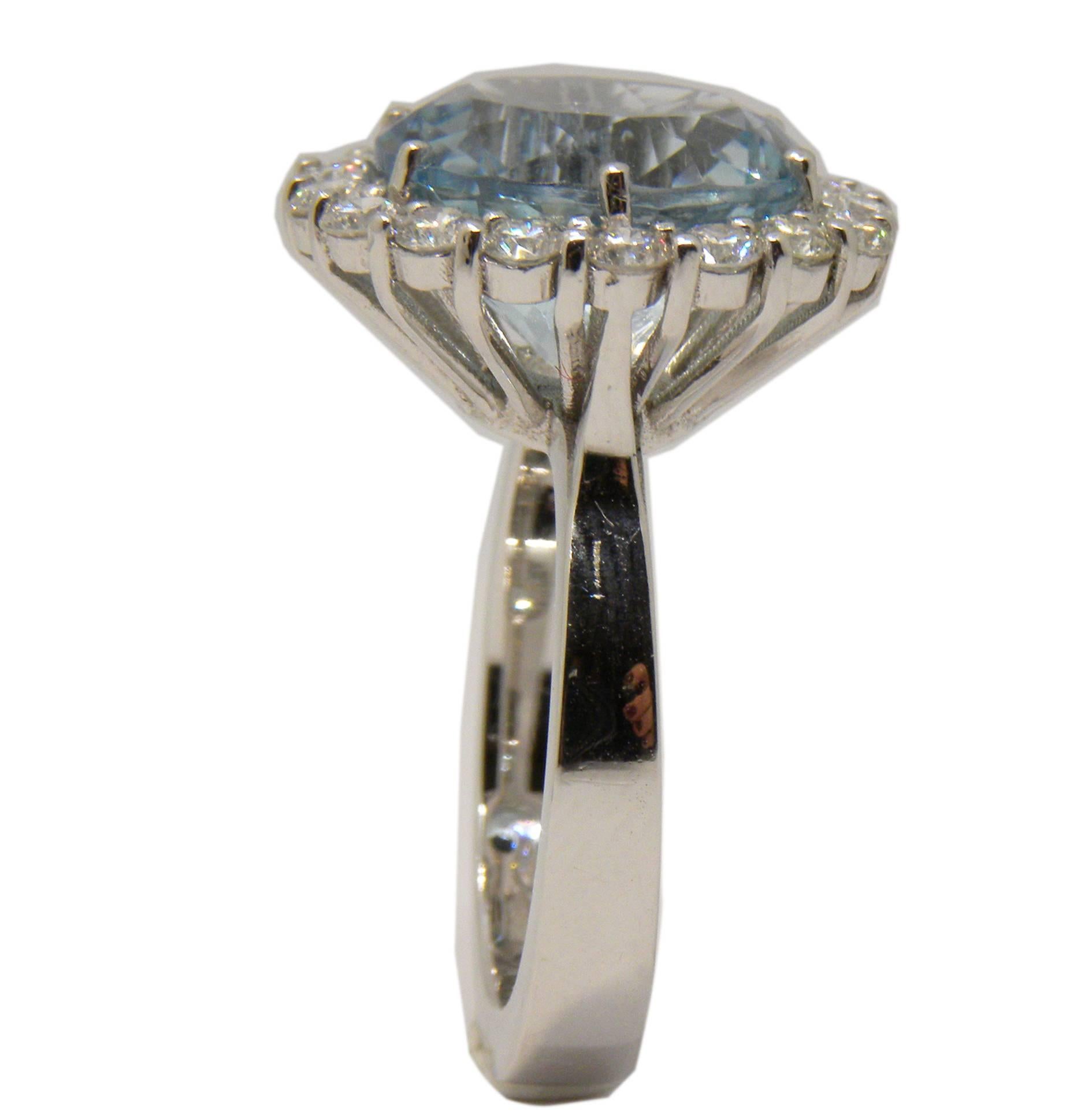 5.98 Carat Brilliant Cut Brazilian Aquamarine Diamond Cocktail Engagement Ring 1