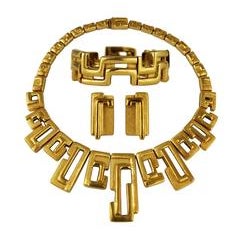 Burle Marx Modernist 18K Gold Necklace Bracelet Earrings Suite circa 1970 10