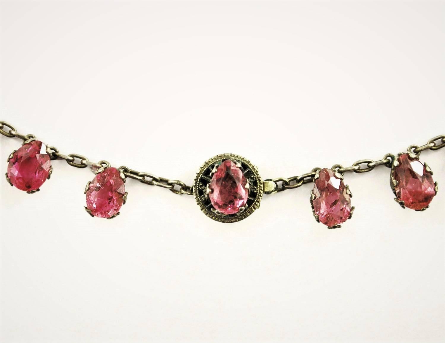 Natürliche rosa Turmalin-Halskette, um 1880 (Belle Époque) im Angebot
