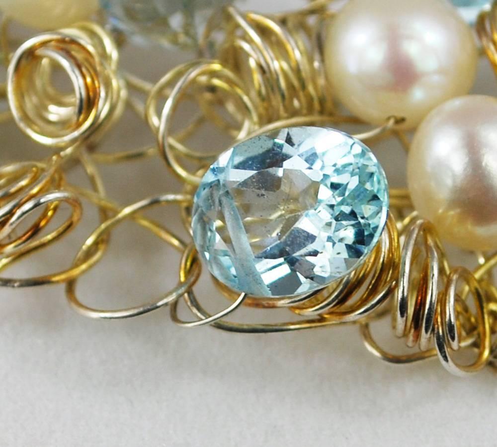 Nikki Feldbaum Sedacca Pearl Aquamarine Necklace Ring Set 1
