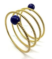 Carlo Weingrill Lapis Lazuli Diamond Yellow Gold Tubogas Snake Cuff Bracelet