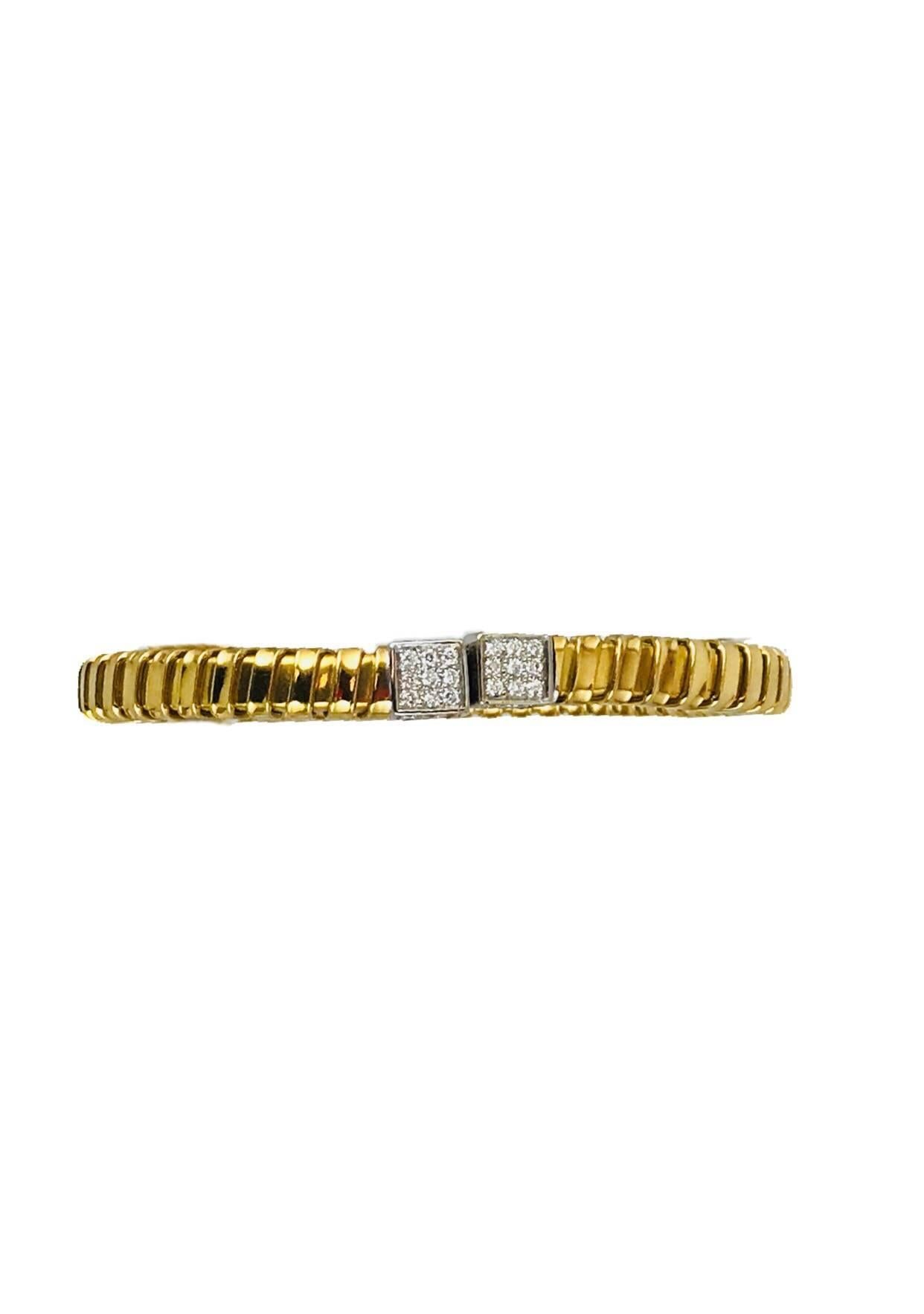 CARLO WEINGRILL Verona Bracelet with diamonds ct. 0.65 with steel spring inside g. 4,60 internal measurement 54X42 mm.
