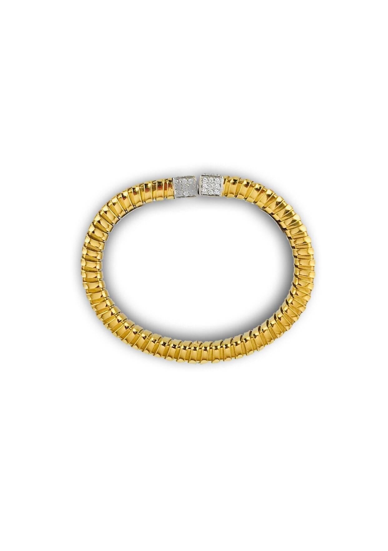 Modern Carlo Weingrill Gold Diamonds Cuff Bracelet For Sale