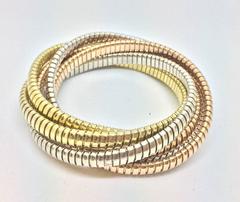 Carlo Weingrill White Yellow Rose Gold  Strand Rolling Bangle Cuff Bracelet