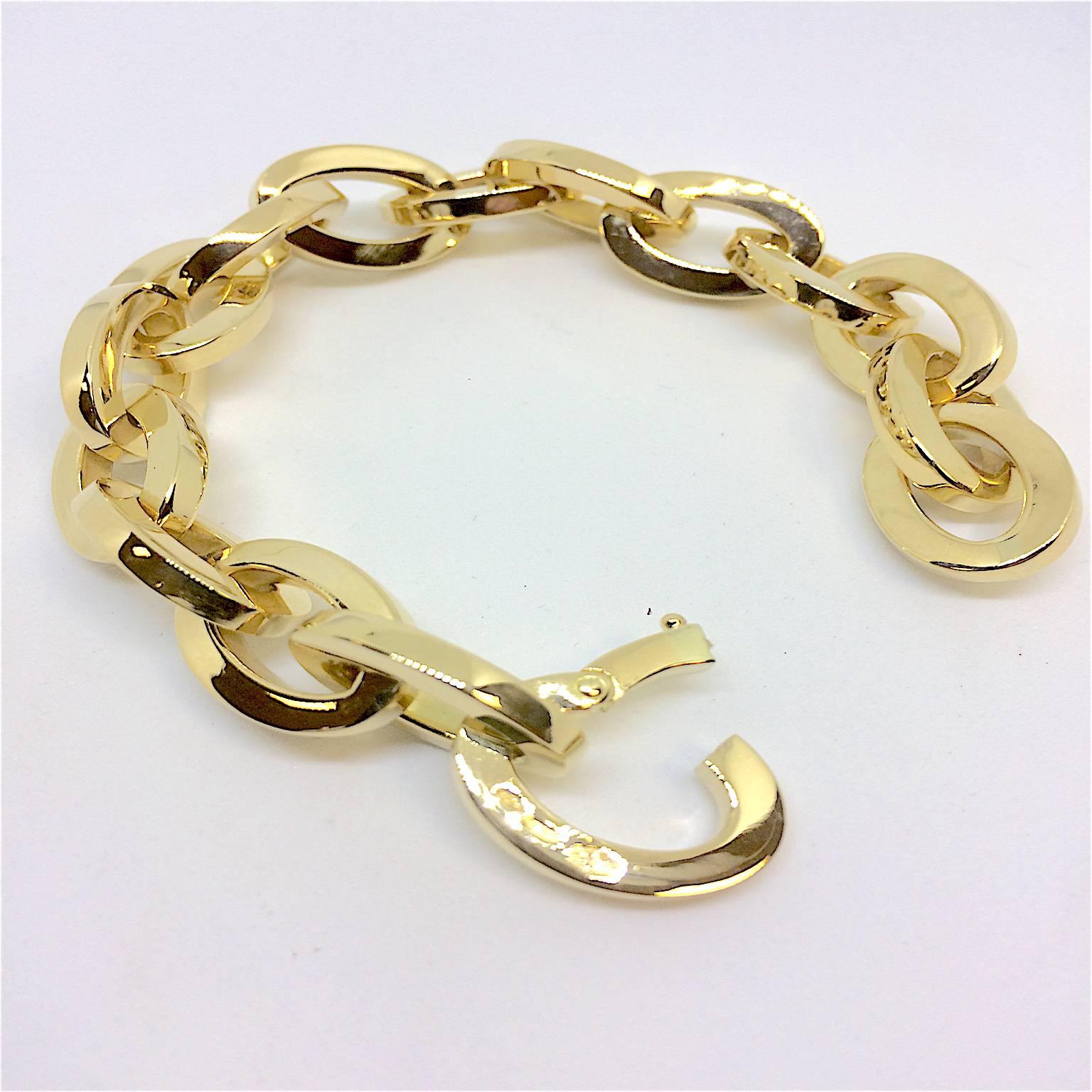 Carlo Weingrill Yellow Gold Link Chain Cuff Bangle Bracelet In New Condition For Sale In Padova, IT