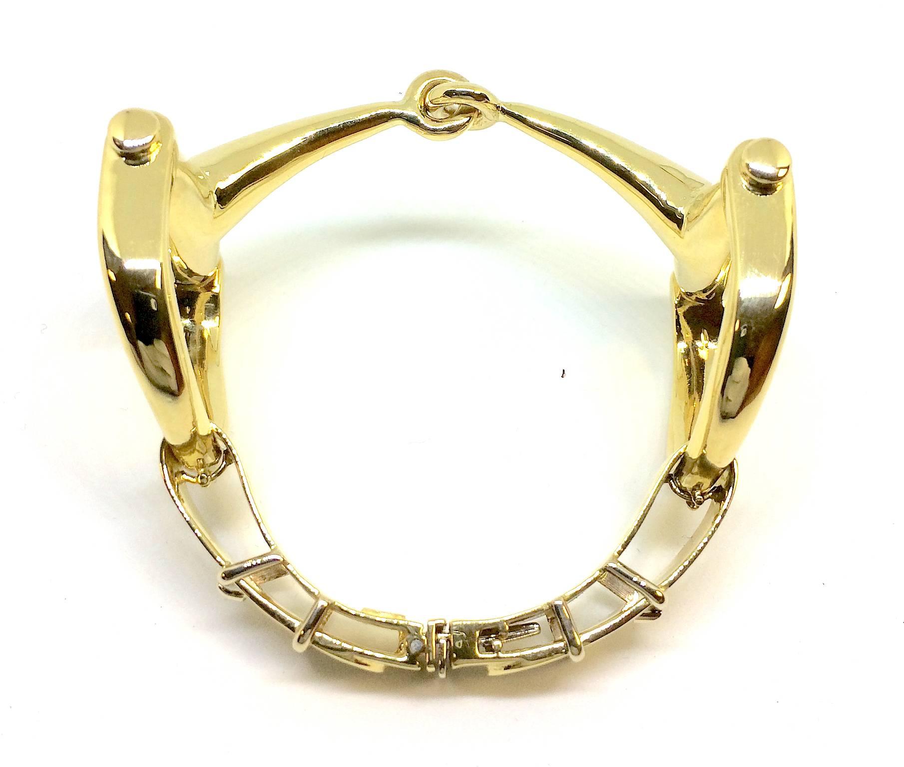 Modern Carlo Weingrill Horsebit Yellow Gold Bracelet For Sale