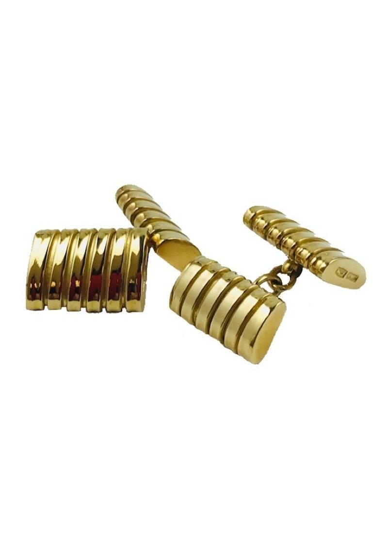CARLO WEINGRILL tubogas cufflinks. Elastic and flexible, pair of cufflinks in all yellow gold for men and women.