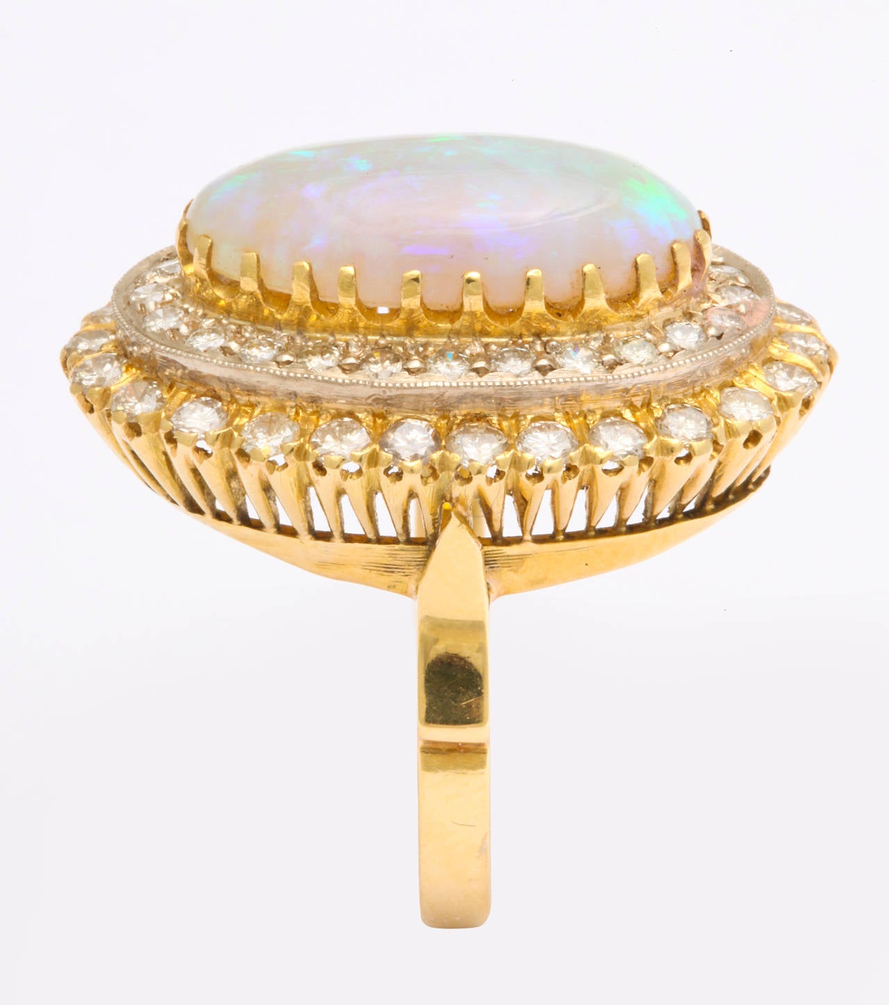 Fire Opal, Gold and Diamond Ring For Sale 2