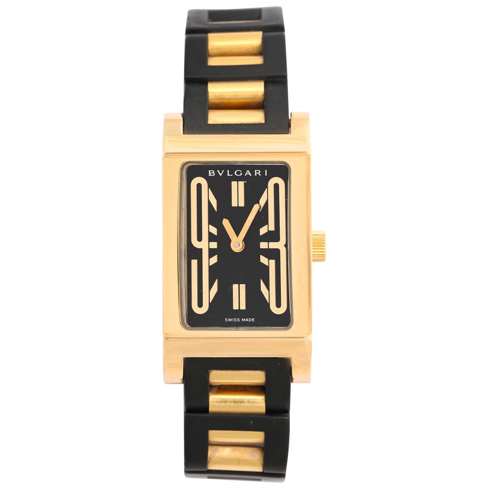 Bulgari Yellow Gold Rettangolo Wristwatch For Sale