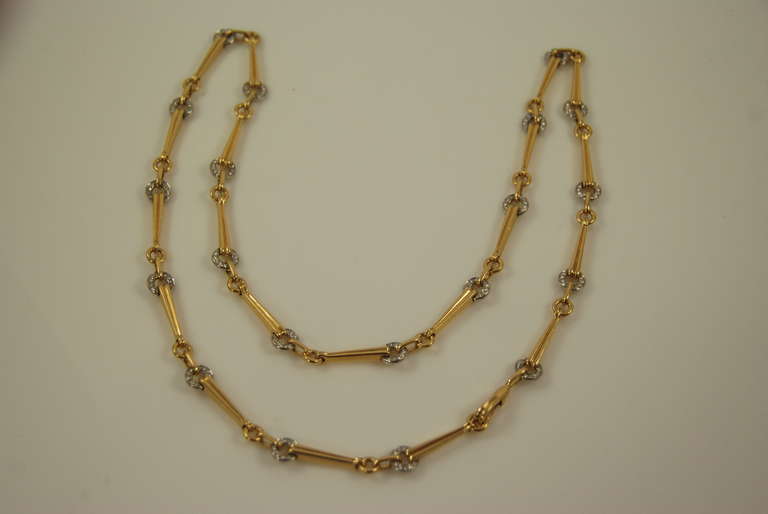 1960s Gucci Gold and Diamond Long Necklace 1