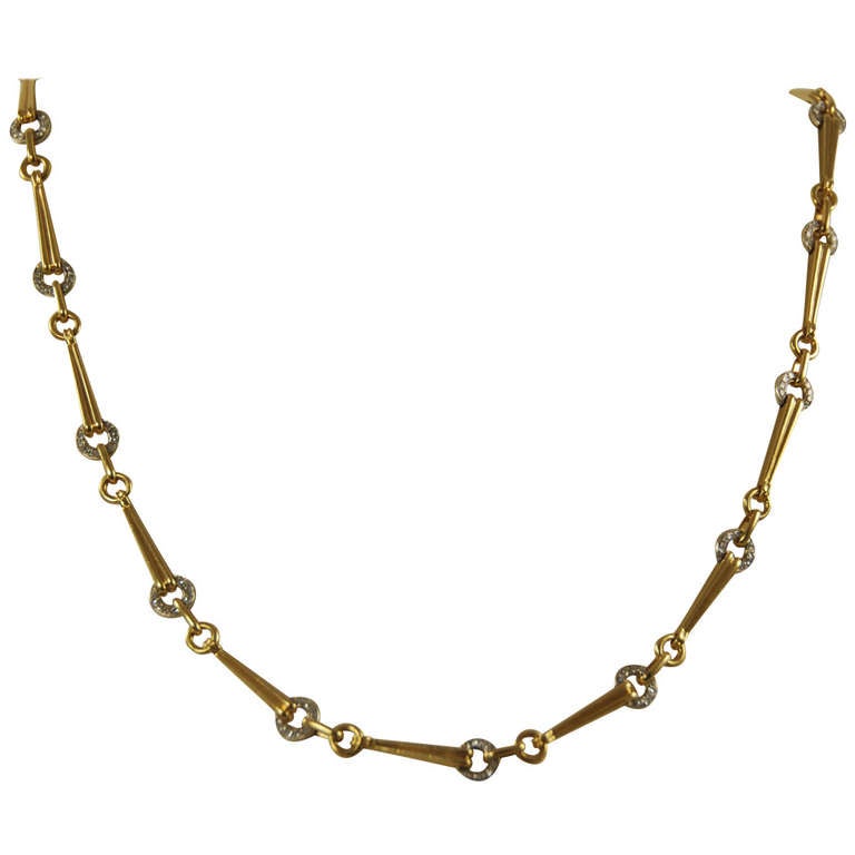 1960s Gucci Gold and Diamond Long Necklace