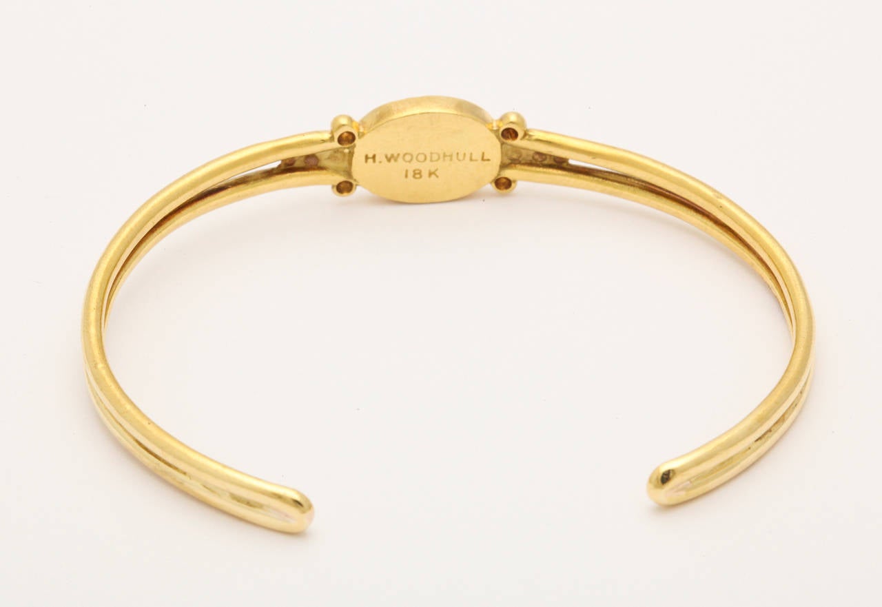 1990s Helen Woodhull Egyptian Revival Gold Cuff Bracelet 2