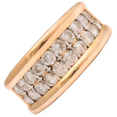 Vintage 1990s Cartier France Diamond Gold Band Ring