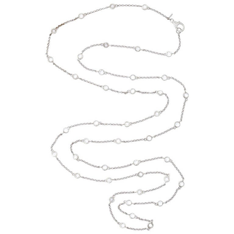 Contemporary Rose Cut Diamond Gold Long Chain Necklace at 1stDibs