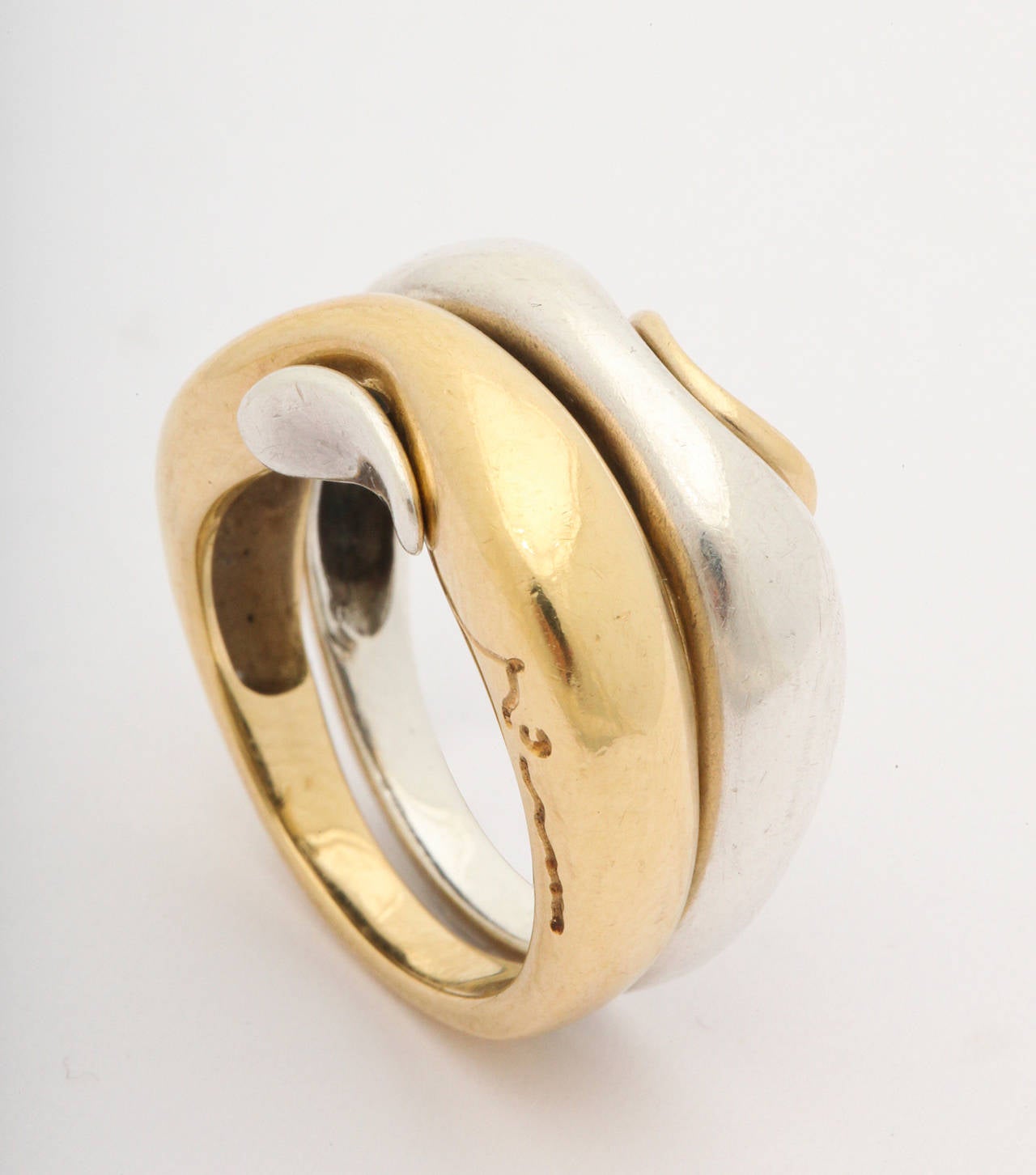 Silver Gold Puzzle Ring by Minas Spiridus for George Jensen